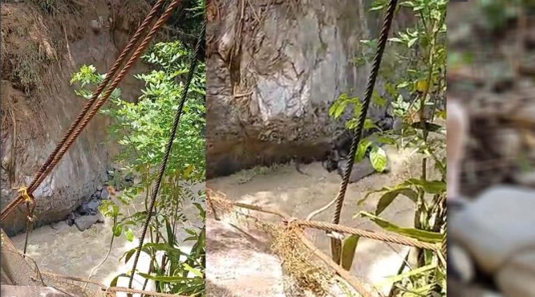 Kondisi jembatan gantung yang putus dan mengisolasi warga di empat desa di Pipikoro. (Foto: Humas Pores Sigi)