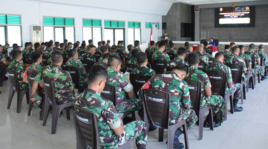 Sosialisasi pembinaan ketahanan pangan di Aula Manggala Sakti, Korem 132 Tadulako, Jumat (19/4/2024). (Foto: Penrem 132/Tdl)