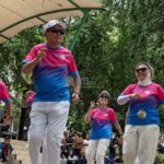 Salah satu tim peserta memainkan senam dansa (line dance) pada kompetisi line dance di Palu, Sulawesi Tengah, Minggu (19/5/2024). (bmzIMAGES/Basri Marzuki)