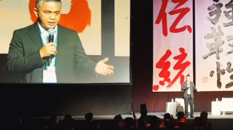 Wali Kota Palu, Hadianto Rasyid saat berbicara di Understanding Risk Global Forum 2024, Jepang, Rabu (19/6/2024). (Foto: Tangkapan layar IG @hadiantorasyid)