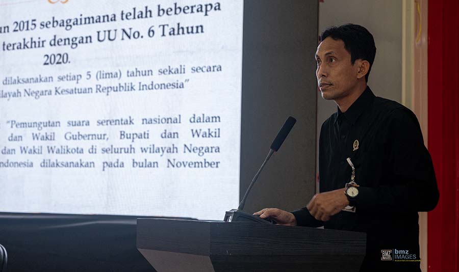Ketua KPU KOta Palu, Idrus pada Rakor lintas sektor di Mapolresta Palu, Rabu (24/7/2024). (Foto: bmzIMAGES/bmz)