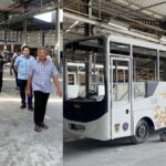 Wali Kota Palu, Hadianto Rasyid (kiri) meninjau perancangan Bus Trans Palu yang dijadwalkan beroeprasi pad aOktober 2024 mendatang di PT Tentrem Sejahtera, Malang, Jatim, Selasa (16/7/2024). (Foto: Prokopim Setda Kota Palu)
