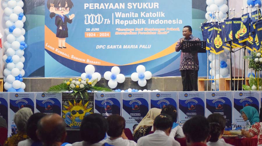 Kepala Pelaksana BPBD Kota Palu, Presly Tampubolon pada Perayaan Syukur 100 tahun Wanita Katolik Republik Indonesia (WKRI) di Palu, Sabtu (27/7/2024). (Foto: Prokopimda Setda Kota Palu/Imron)