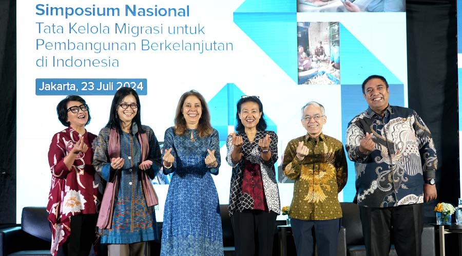 Simposium nasional menandai program kolaborasi antara Kementerian Luar Negeri, United Nations Development Program (UNDP), International Organization for Migration (IOM) dan UN Women yang didukung oleh Migration Multi-Partner Trust Fund (MMPTF) yang telah mendukung tata kelola migrasi yang responsif gender dan sejalan dengan Global Compact for Migration. (Foto: UNIC Indonesia)