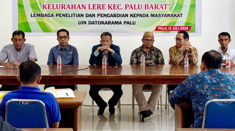 Kegiatan penyuluhan dan pendampingan kelurahan oleh LP2M UIN Datokarama di Aula Badan Kesbangpol Kota Palu, Sabtu (13/7/2024).. (Foto: UIN Datokarama)