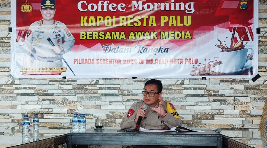 Kapolresta Palu, Kombes Pol Barliansyah pada Coffee Morning bersama media di Palu, Rabu (14/8/2024). (Foto: bmzIMAGES/bmz)
