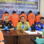 Konferensi pers pengngkapan tiga kasus destructive fishing oleh Ditpolairud Polda Sulteng, Kamis (22/8/2024). (Foto: Humas Polda Sulteng)