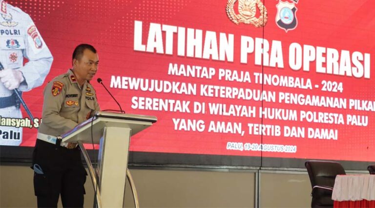 Kasi Propam Polresta Palu, Ipda Novembry pada Lat Pra Ops Pilkada Serentak 2024 di palu, Senin (19/8/2024). (Foto: Humas Polresta Palu)