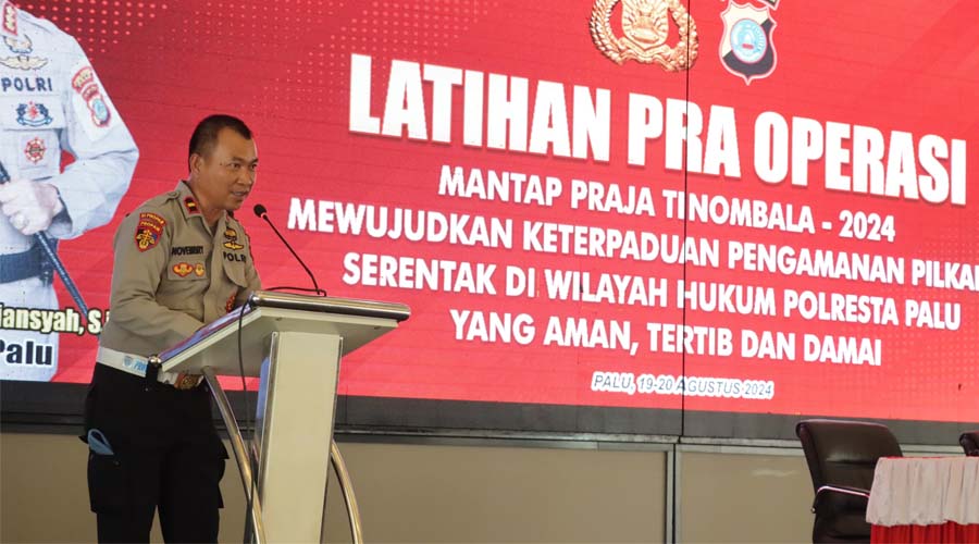 Kasi Propam Polresta Palu, Ipda Novembry pada Lat Pra Ops Pilkada Serentak 2024 di palu, Senin (19/8/2024). (Foto: Humas Polresta Palu)