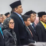 Plh Wali Kota Palu, Irmayanti (kedua kiri) pada pengucapan sumpah anggota DPRD Sulteng di Gedung Wanita, Palu, Rabu (25/9/2024). (Foto: Pool/bmz)