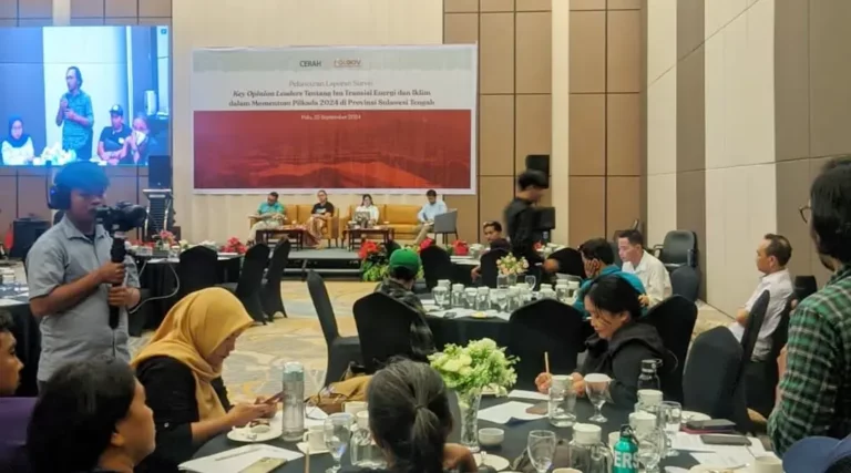 Peluncuran Laporan Survei Persepsi KOL: Transisi Energi dan Krisis Iklim di Pilkada Sulawesi Tengah 2024. (Foto: ist)