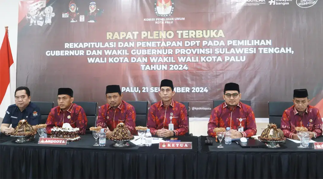 Rapat Pleno Terbuka penetapan daftar pemilih tetap Pilkada Kota Palu di Kantor KPU Kota Palu, Sabtu (21/9/2024). (foto: Humas KPU Kota Palu)