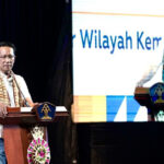 Menkumham, Supratman Andi Agtas memberikan sambutan pada pembekalan dalam Rapat Koordinasi Kekayaan Intelektual, di Taman Budaya Werdhi Art Center, Bali, Sabtu (7/9/24). (Foto: Kemenkumham Sulteng)