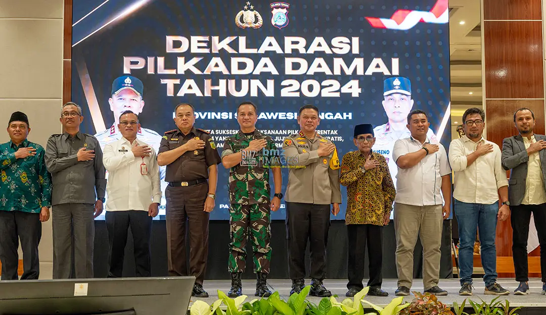 Deklarasi Pilkada Damai di Palu, Sulawesi Tengah, Rabu (18/9/2024). (bmzIMAGES/Basri Marzuki)