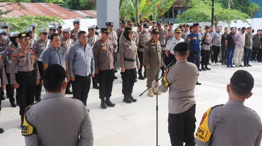 Apel pengamanan pelantikan anggota DPRD Sulteng di Gedung Wanita Sulteng, Selasa (24/9/2024). (Foto: Humas Polda Sulteng)