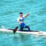 Atlet dayung Sulawesi Tengah, Serda Febrian Valentino Moula melaju ke babak semi final dalam kategori canoeing jarak 1.000 meter pada PON XXI Aceh-Sumut 2024, Selasa (3/9/2024). (Foto: Ist)