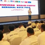 Cagub nomor urut 1, Ahmad Ali pada pengukuhan Koalisi Partai BERAMAL Kota Palu, Senin (14/10/2024). (Foto: Tim Media Koalisi BERAMAL Provinsi)