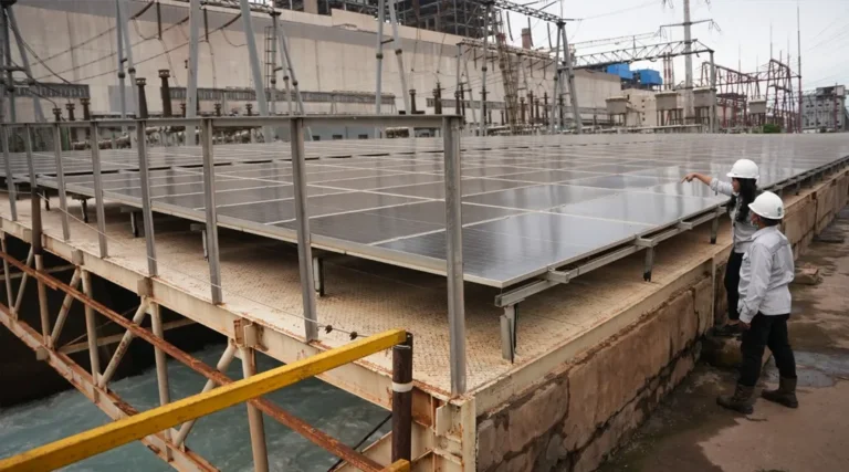 Pemasangan panel surya oleh PT Tsingshan di kawasan PT IMIP di Morowali, belum lama ini. (Foto: HO-PT IMIP)