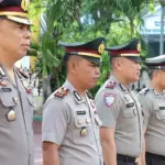Sejumlah personel Polresta Palu yang mendapat kenaikan pangkat setingkat lebi tinggi dalam upacara kenaikan pangkat di mapolresta Palu, Kamsi (2/1/2025). (Foto: Humas Polresta Palu)