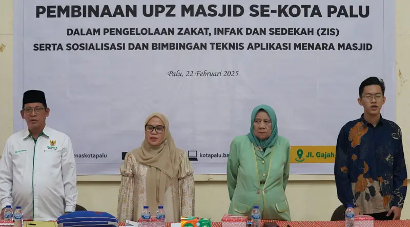 Sekkot Irmayanti (kedua kiri) pada sosialisasi aplikasi Menara Masjid di asrama Haji Transit Palu, Sabtu (22/2/2025). (Foto: prokopim Setda Kota Palu)