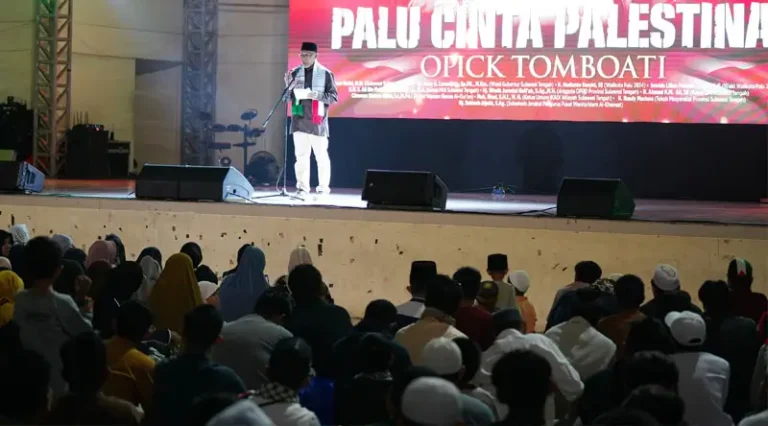 Asisten Bidang Kesra Sekot Palu, Usman pada Konser Cinta palestina di JCC Palu, Sabtu (22/2/2025). (Foto: prokopim etda Kota Palu/Jufri)