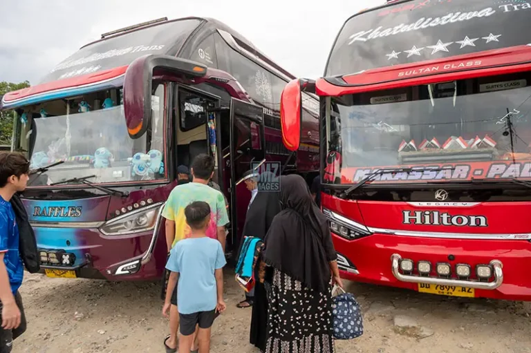 Pemudik bersiap berangkat ke Makassar dengan bus terakhir di Terminal Angkutan Darat Tipo, Palu, Sabtu (29/3/2025). (bmzIMAGES/Basri Marzuki)