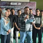 Koordintaro KKJ Sulteng, Moh Arief menyampaikan komitmennya setelah terpilih menjadi koordinator KKJ Sulteng di Palu, Rabu (11/6/2025). (Foto: AJI Palu)
