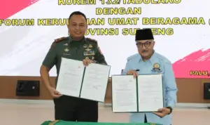 Korem 132/Tadulako dan FKUB Sulteng Teken MoU Perkuat Kerukunan