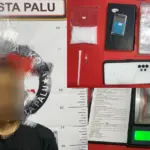 Tersangka MP yang ditangkap atas dugaan pengedaran sabu di BTN Palupi Permai, Rabu (11/6/2025). (Foto: Humas Polresta Palu)