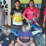 Dua terduga pencurian ternak saat digelandang ke Mapolsek Marawola, (Foto: Humas Polres Sigi)