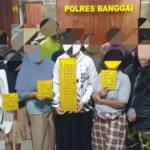 Sejumlah pelaku judi bingo-bingo yang diamankan Plres Banggai. (Foto: Humas Polres Banggai)