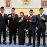 Personel KPID Sulteng periode 2025-2028 yang dilantik Gubernur Sulteng di Ruang Polibu, Senin (4/8/2025). (©Syahrul)