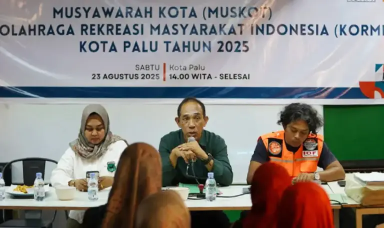 Kadispora Kota Palu, AMiruddin pada pembukaan Muskot KORMI di Palu, Sabtu (23/8/2025). (©Prokopim Setda Kota Palu/Iwan)