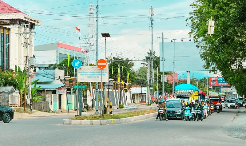 Jalan Prof Muh Yamin atau Jalur Dua yang akan ditata ulang dengan sistem ducting. (© DInas Penataan Ruang Kota Palu)