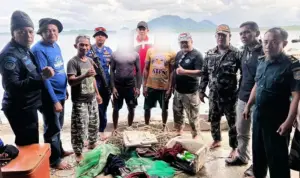 Dua tersangka pelaku ilegal fishing ditangkap tim gabungan di Perairan Talatako, Rabu (6/8/2025). (©Humas Polairud Tojo Unauna)