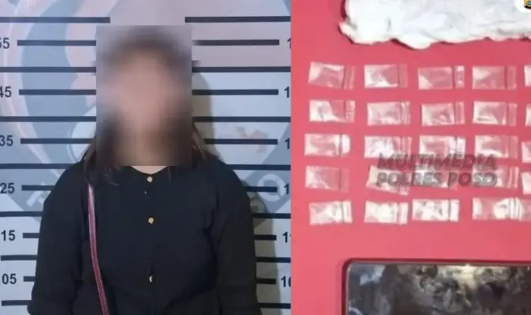 Perempuan SF beserta barang bukti sabu di Mapolres Poso, Kamis (15/8/2025). (©Humas Polres Poso)