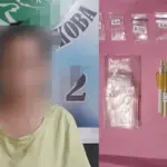 Perempuan N beserta barang bukti yang ditangkap Satresnarkoba Polresta Palu, Jumat (22/8/2025). (©Humas Polresta Palu)