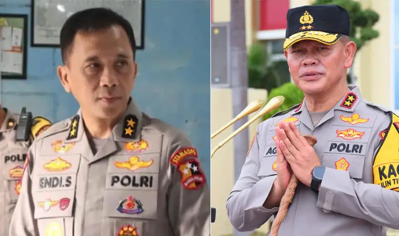 Irjen Pol Endi Sutendi (kiri), penjabat baru Kapolda Sulteng menggantikan Irjen POl Agus Nugroho (kanan). ©(Humas Polda Sulteng)