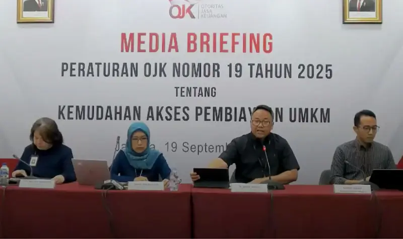 Media briefing OJK terkait POJK Nomor 19/2025 di Jakarta, Jumat (19/9/2025). (©Tangkaapn layar OJK)