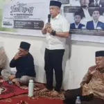 Wali Kota Palu, Hadianto Rasyid menyampaikan sambutan pada haul ke-47 KH. M. Qasim Maragau di Palu, Minggu (7/9/2025). (©Prokopim Setda Kota Palu/yuspi_