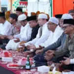 Wali Kota Palu Hadianto Rasyid bersama jajaran Forkopimda Kota Palu pad aperingatan Maulid dirangkai dengan dzikri bersama di Lapangan Vatuylemo, Palu, Minggu (28/9/2025). (© Prokopim Setda Kota Palu)