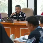 Wali Kota Hadianto Rasyid bersama Wawali Imelda Liliana dan Ketua TP_PKK Kota Palu Diah Puspita pada Rakor penurunan stunting di Palu, Kamis (4/9/2025). (©Prokopim Setda Kota Palu/Jufri)
