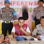 Kasat Resnarkoba Polres Touna Iptu Rizal Poli’i memberikan keterangan terkait penangkapan ND yang diduga mengedarkan sabu di Maporles Touna, Selasa (16/9/2025). (©Humas Polres Touna)