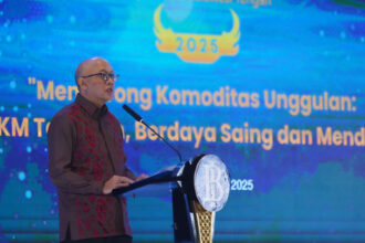 Kepala Perwakilan BI Sulteng Irfan Sukarna menyampaikan sambutan pada pembukaan KKST 2025 di Palu, Rabu (15/10/2025). (© bmzIMAGES/Basri Marzuki)