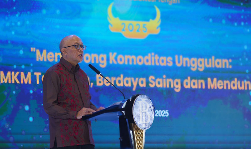 Kepala Perwakilan BI Sulteng Irfan Sukarna menyampaikan sambutan pada pembukaan KKST 2025 di Palu, Rabu (15/10/2025). (© bmzIMAGES/Basri Marzuki)