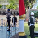 Kanan: Wakapolda Sulteng Brigjen Pol Helmi Kwarta Kusuma Putra Rauf. Kiri: Irdam Kodam XXIII?Palaka Wira Brigjen TNI Deni Rejeki memimpni upacara peringatan Hari Sumpah Pemuda di Palu, Selasa (28/10/2025). (©Humas POlda Sulteng/Pendam 23/PW)