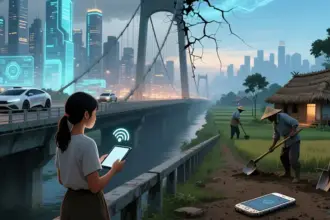 Ilustrasi kesenjangan digital. (©AI)