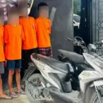 Empat tersangka kasus pembobolan dan curanmor yang ditangkap Resmob Polda Sulteng, (© Humas Polda Sultegn)