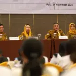Wali kota dan wakil wali kota Palu pada pembukaan pembekalan kepad a118 CPNS lingkup Kota Palu di Palu, Senin (24/11/2025). (©Prokopim Setda Kota Palu/Jufri)