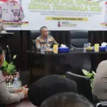 Karo Ops Polda Sulteng Kombes Pol Guissepe Reinhard Gulton pad apembukaan Latpraops Zebra Tinombala 2025 di Mapolda Sulteng, Kamis (13/11/2025). (©Humas Polda Sutleng)